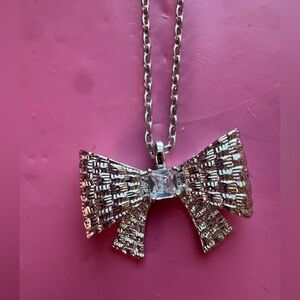 Kate Spade Silver Pave Ready, Set, Bow Pendant Necklace MSRP: $78